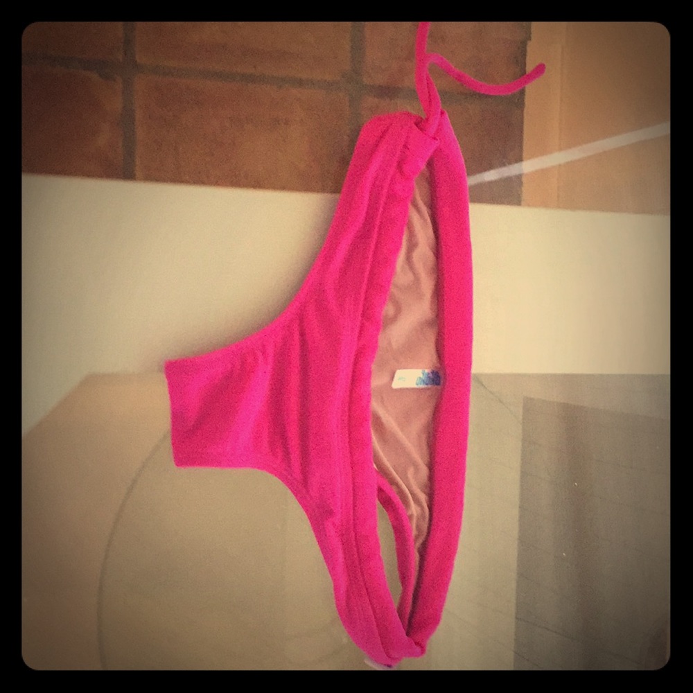 Pink drawstring bikini bottoms